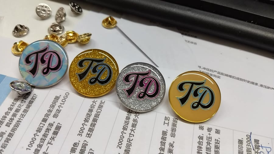 One design, four finishes · enamel, glitter, silver, gold