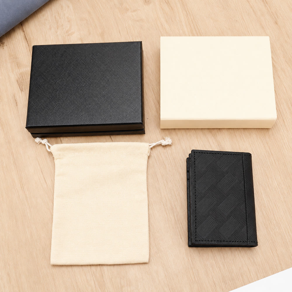 Card holder gift set with box, presentation box and cotton pouch