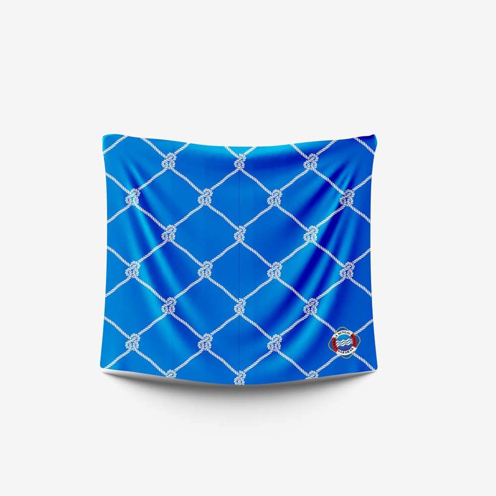 Lembaga Sungai-Sungai Sarawak square scarf in a blue rope pattern