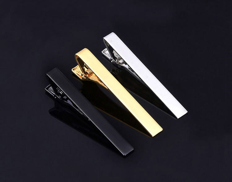 Tie bars in black, gold and silver